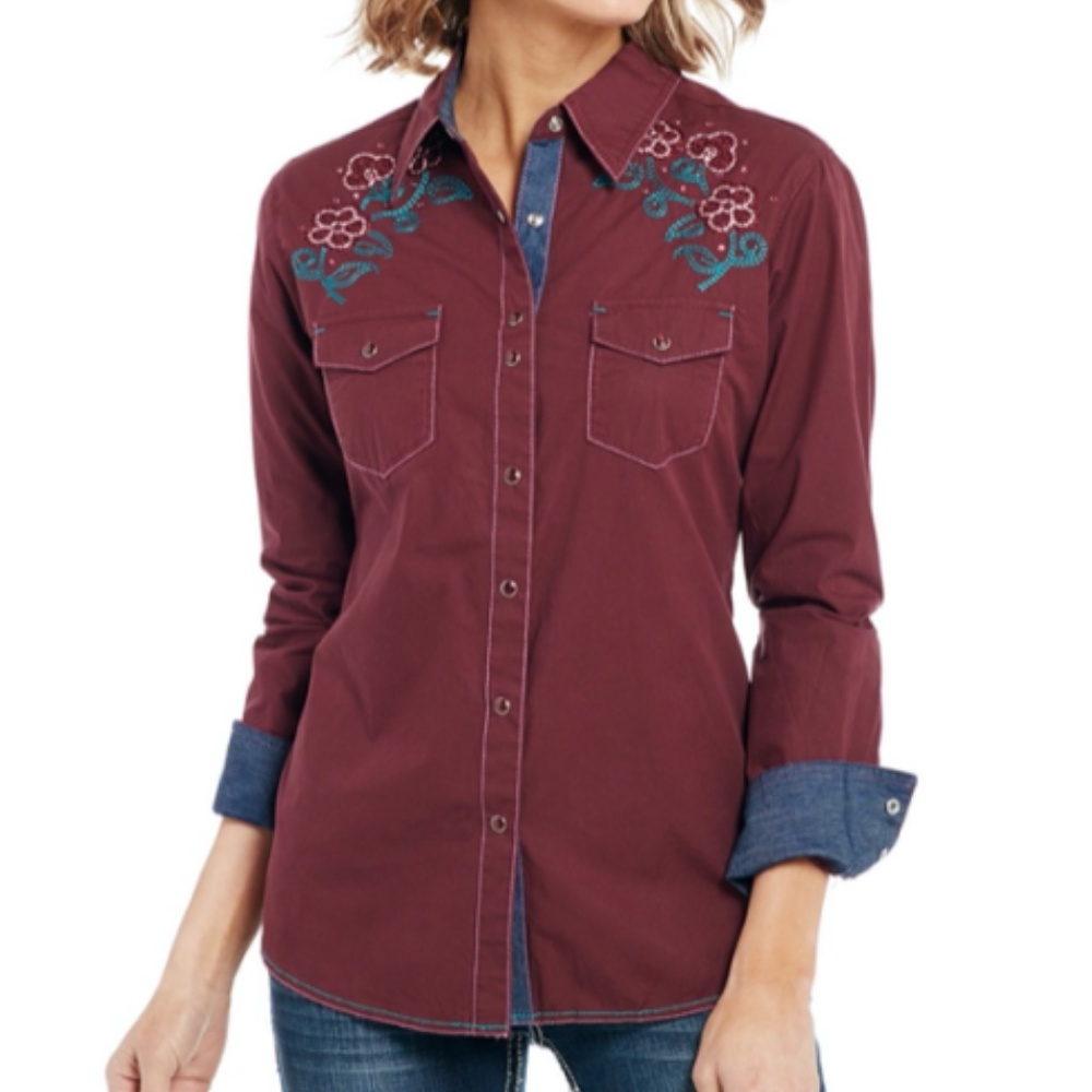 Embroidered Pearl Snap Cowgirl SZ S, M, L